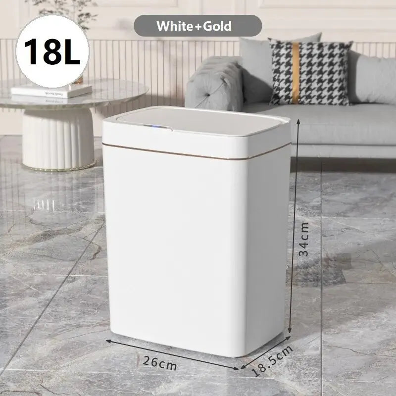 15L Smart Sensor Trash Can — Touchless Auto-Open, IPX5 Waterproof, Auto Bagging | White