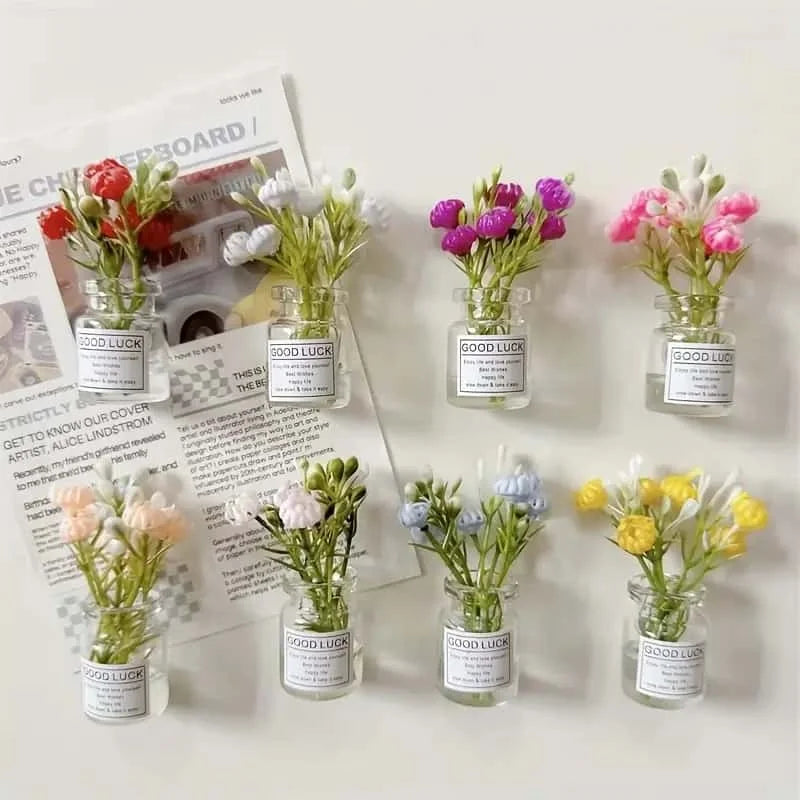 Mini Magnetic Vase Fridge Magnets (8PCS) Cute 3D Kitchen Decor & Gift