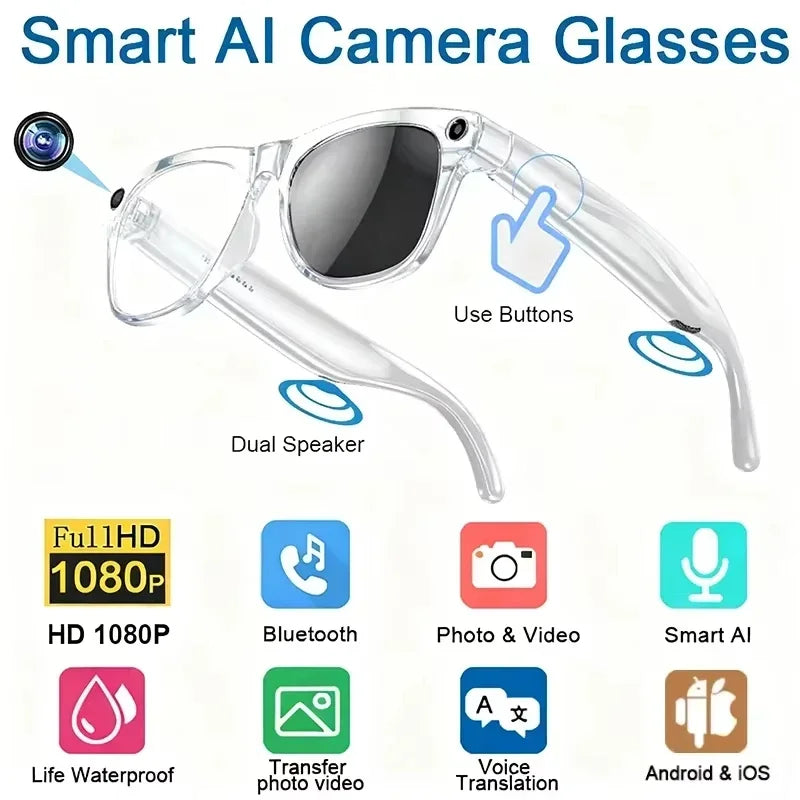 LensAI™ Smart Glasses — AI Assistant, Camera & Bluetooth in One