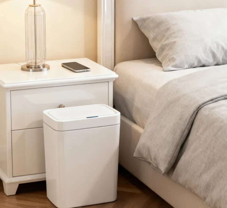 15L Smart Sensor Trash Can — Touchless Auto-Open, IPX5 Waterproof, Auto Bagging | White