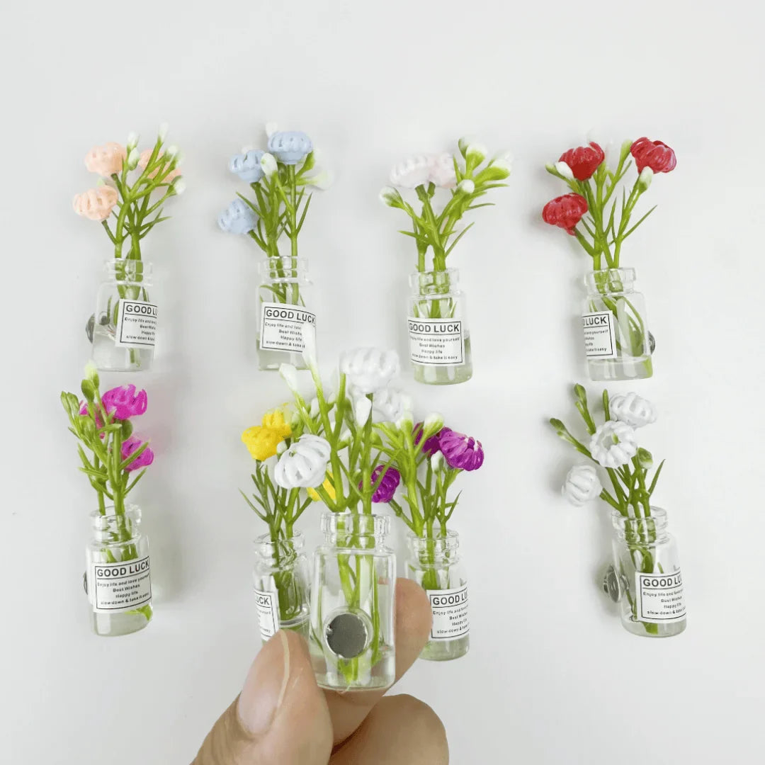 Mini Magnetic Vase Fridge Magnets (8PCS) Cute 3D Kitchen Decor & Gift