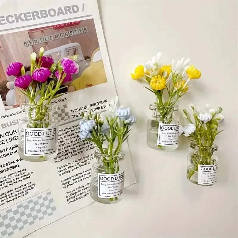 Mini Magnetic Vase Fridge Magnets (8PCS) Cute 3D Kitchen Decor & Gift
