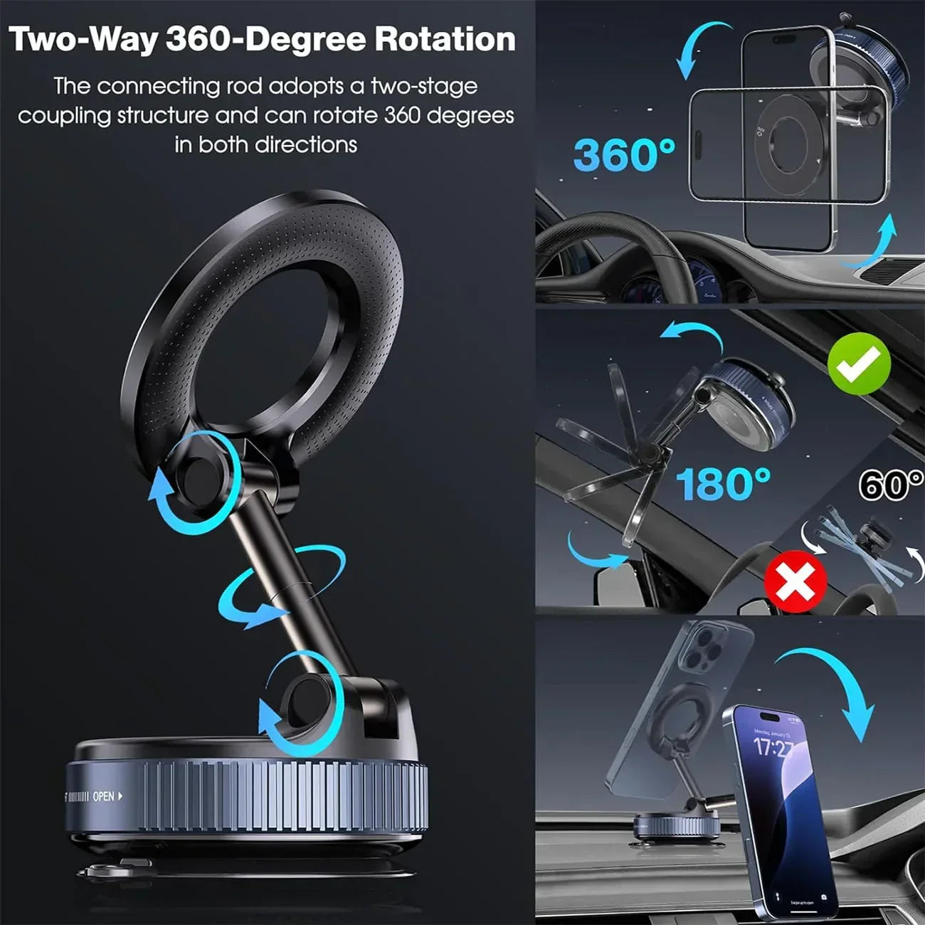 DriveView™ Magnetic Phone Mount — 360° Hands-Free Access Anywhere
