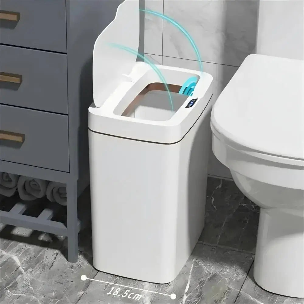 15L Smart Sensor Trash Can — Touchless Auto-Open, IPX5 Waterproof, Auto Bagging | White