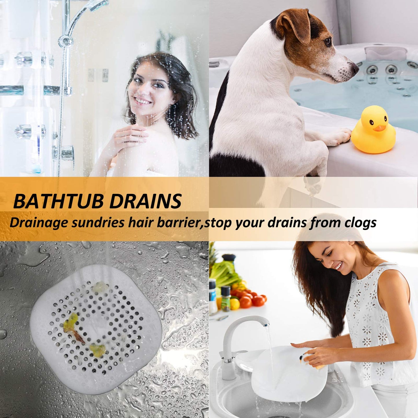 DrainGuard™ Silicone Drain Strainer — 3-Pack Square Catcher for Kitchen, Shower & Sink