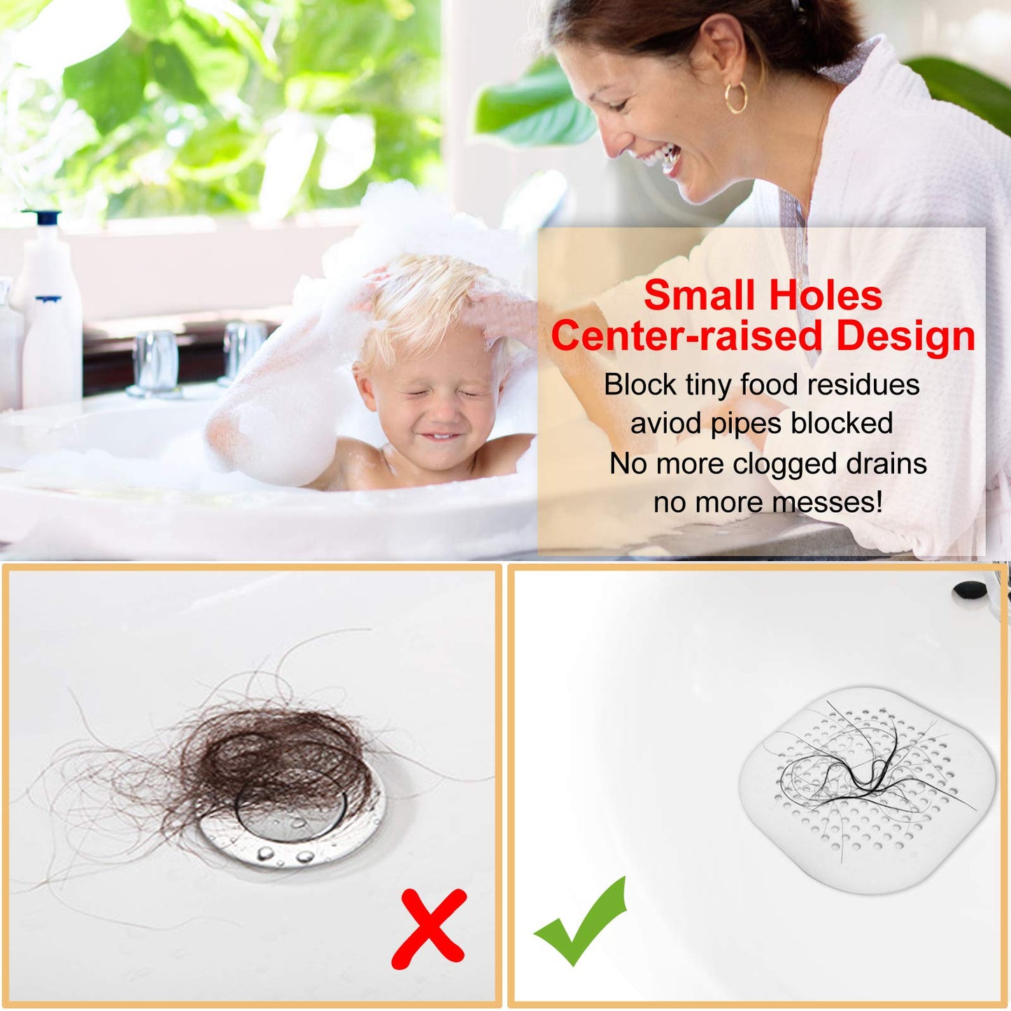 DrainGuard™ Silicone Drain Strainer — 3-Pack Square Catcher for Kitchen, Shower & Sink